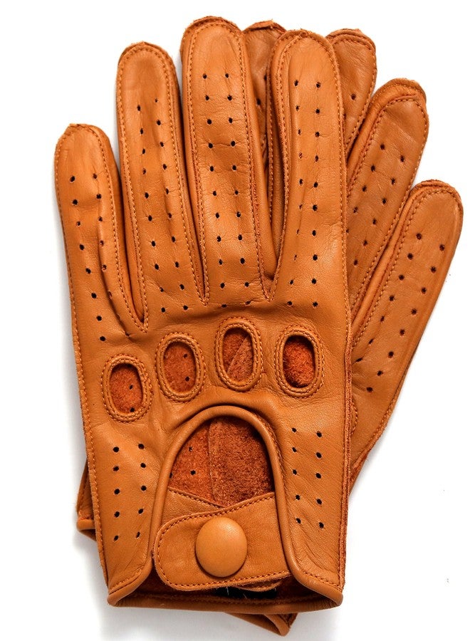 Riparo Genuine Leather Reverse Stitched Driving Gloves (Small, Cognac) - Image 1